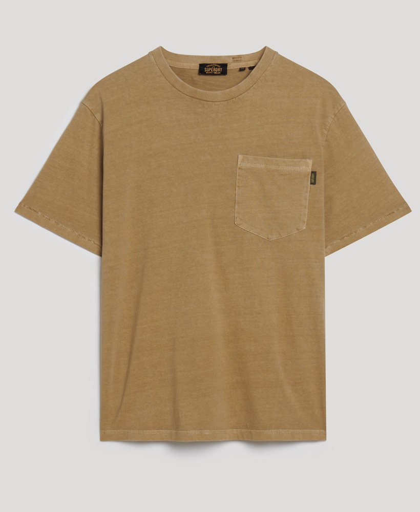 Contrast Stitch Pocket Tshirt-Washed Cappuccino