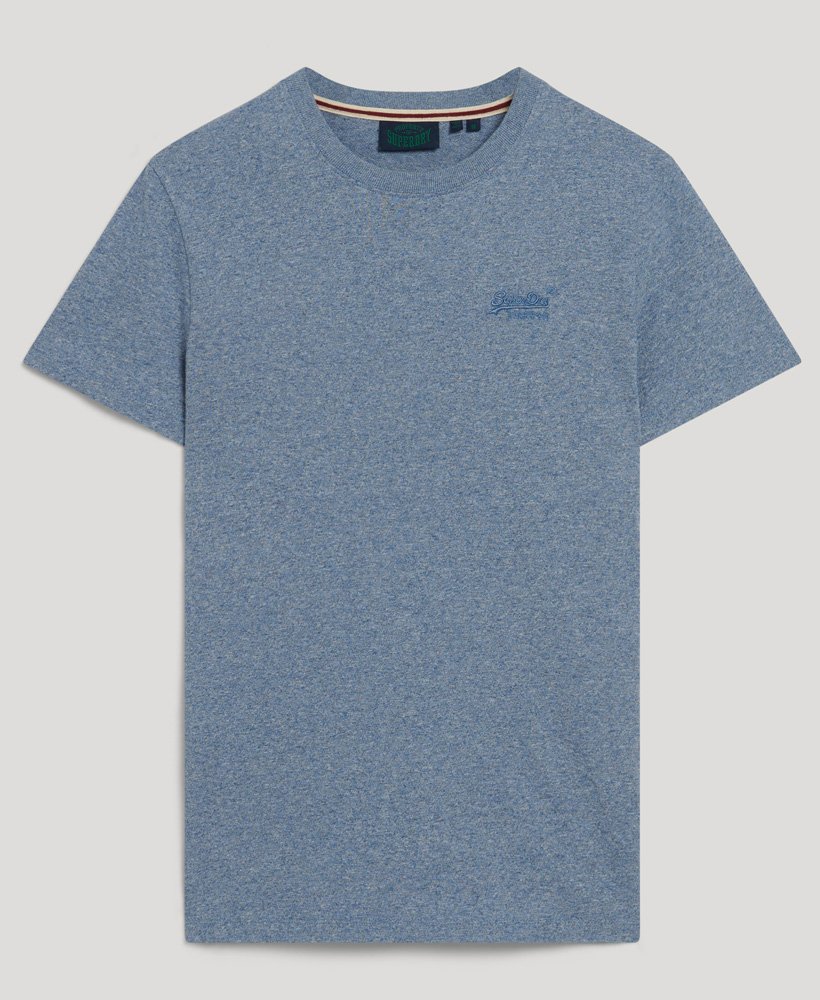 Men's Essential Logo Emb Tee-Bay Blue Marl-Ghost Front View