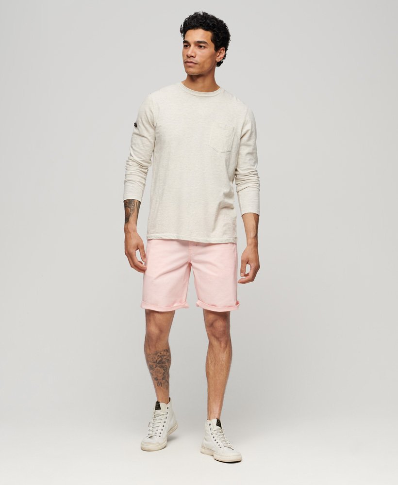 Men's Stretch Chino Short-Pink Sunset-Model Full Front View