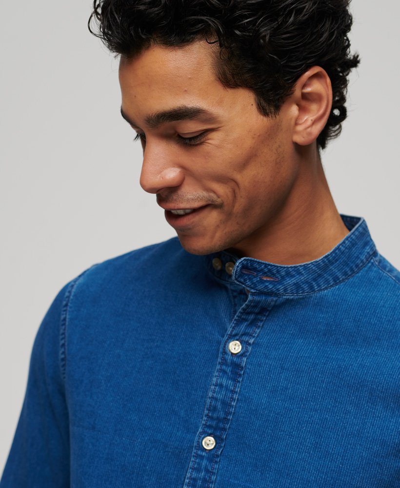 SUPERDRY Merchant Grandad Indigo Shirt-Heavy Rinse Heavy Rinse detail view