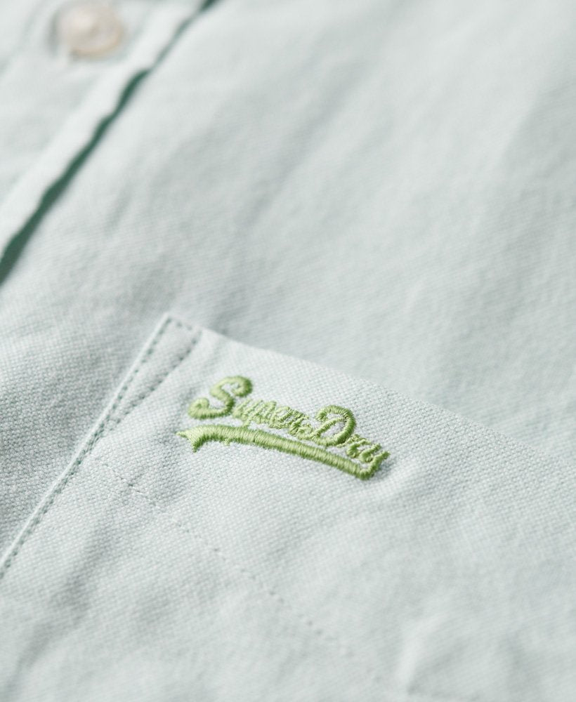 SUPERDRY Cotton Long Sleeve Oxford Shirt-Light Green Light Green back view