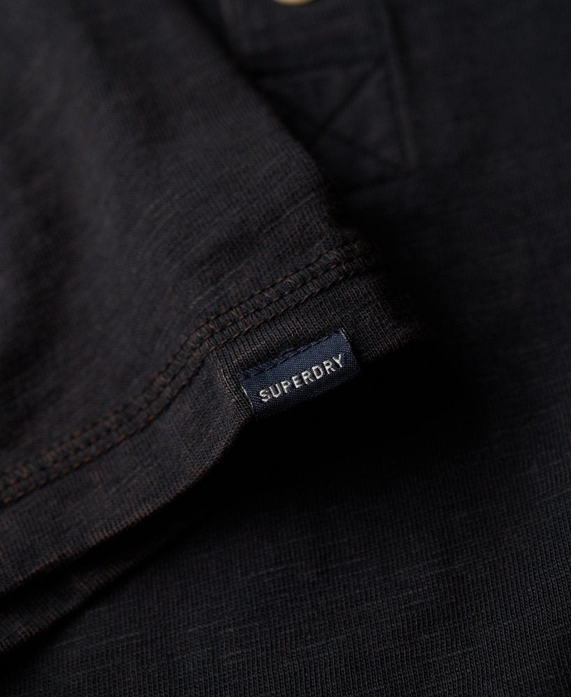 Men's Short Sleeve Jersey Grandad Top-Black-Tab Logo View