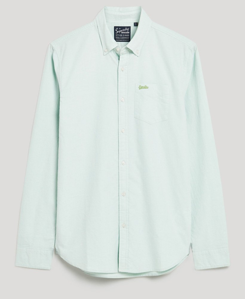 SUPERDRY Cotton Long Sleeve Oxford Shirt-Light Green Light Green flat front view