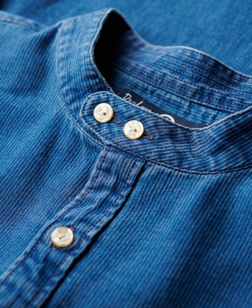 SUPERDRY Merchant Grandad Indigo Shirt-Heavy Rinse Heavy Rinse side view