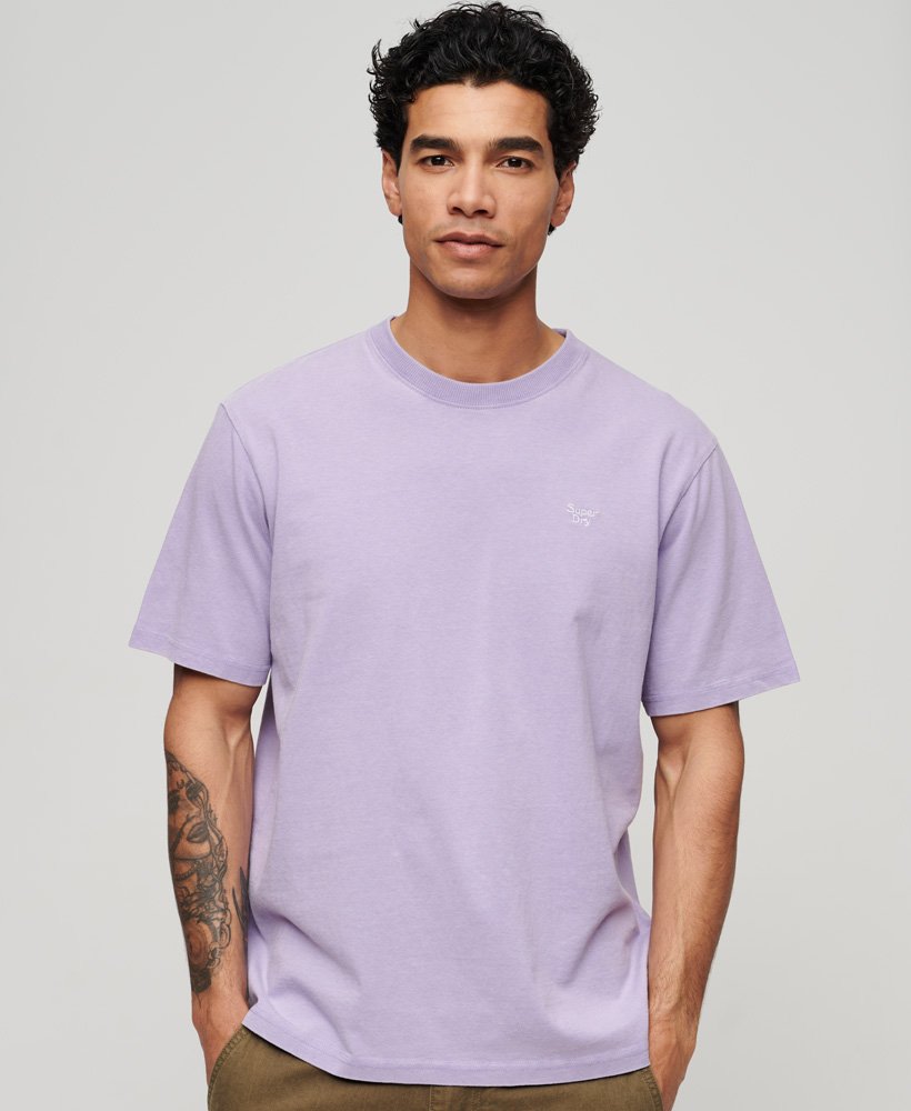 Men's Vintage Washed T-Shirt-Lavender Purple-Model Front View