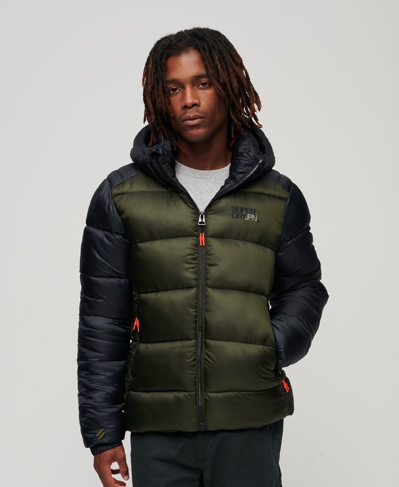 Hood Colour Block Navy/Moss Sport Puffer Jacket