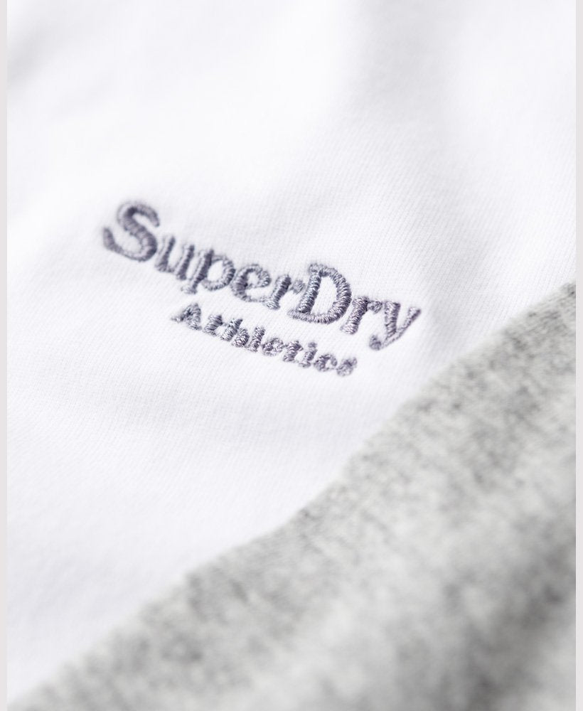 SUPERDRY Essential Baseball Long Sleeve Top-Optic/ Grey Optic/Athletic Grey Marl back view