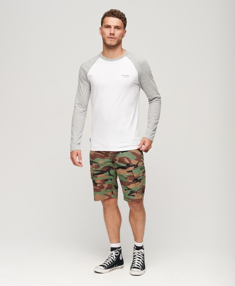 SUPERDRY Essential Baseball Long Sleeve Top-Optic/ Grey Optic/Athletic Grey Marl model front view