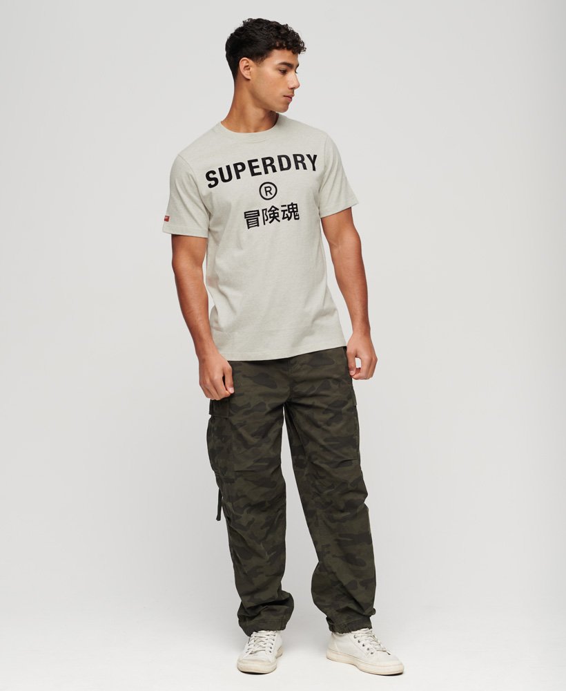 Workwear Logo Vintage T Shirt-Oatmeal Grey Marl-Full model view