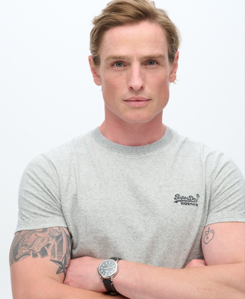 Essential Logo Embroidered Light Grey Tee-Close up