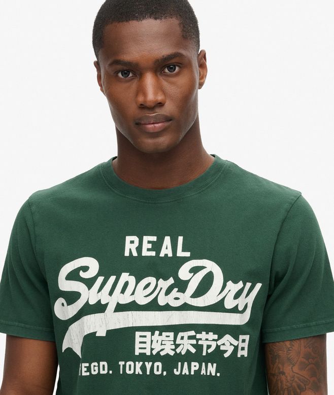 SUPERDRY Vintage Logo Graphic T-Shirt-Enamel Green Enamel Green model front view