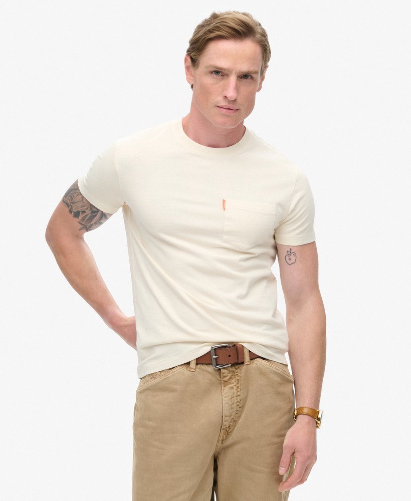 SUPERDRY Essential Washed Pocket Tee-Washed Chalk Washed Chalk front view