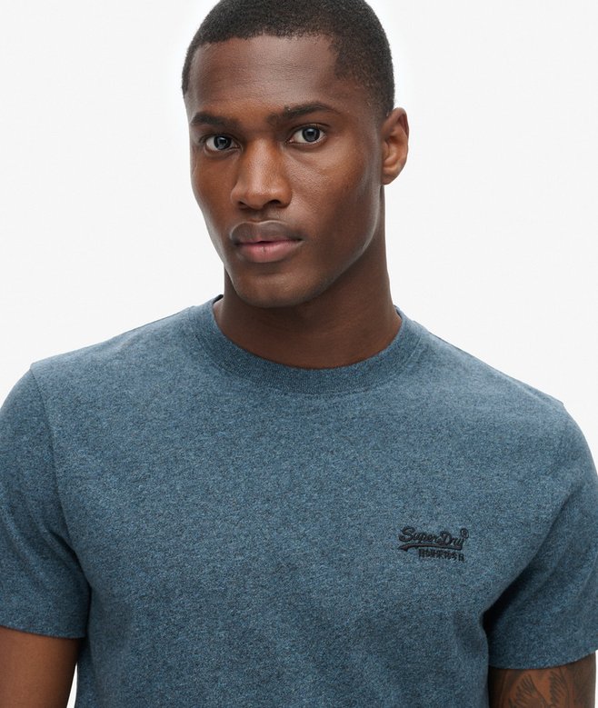 Men's Essential Logo Emb Tee-Scorched Teal Grit-Logo View