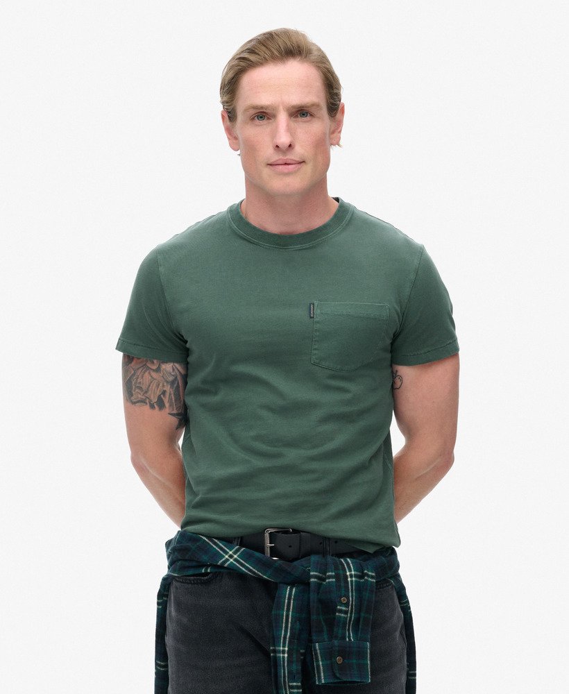 Essential Washed Pocket Tee-Washed Forest Green