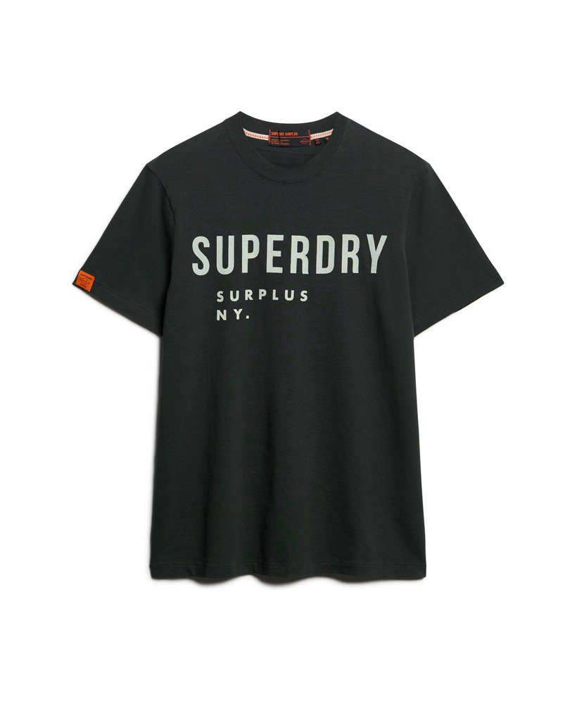 SUPERDRY Surplus Graphic Washed Black T-shirt Washed Surplus Black flat front view