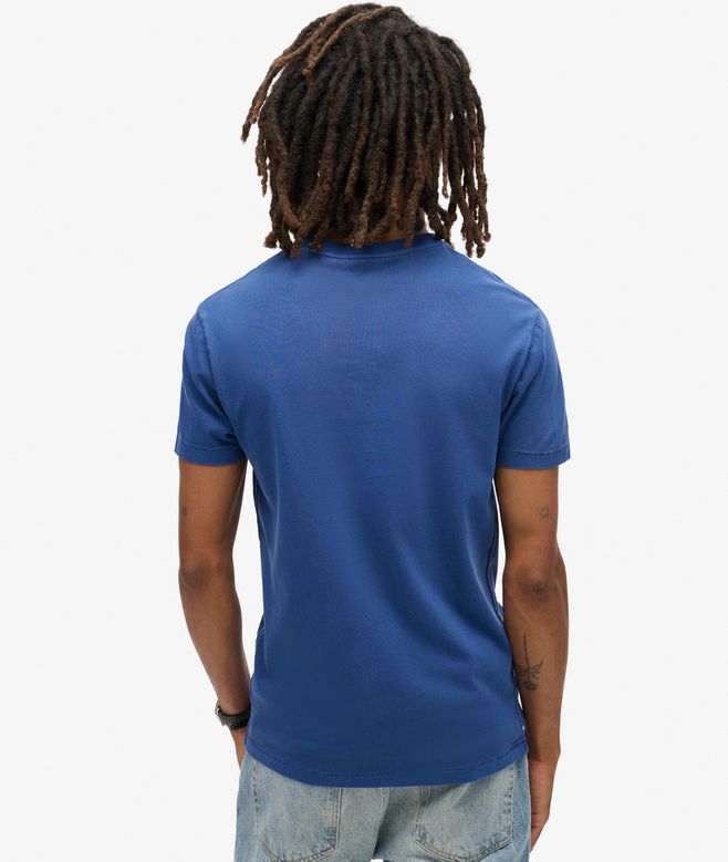 Essential Washed Pocket Washed Navy Tee-Back view