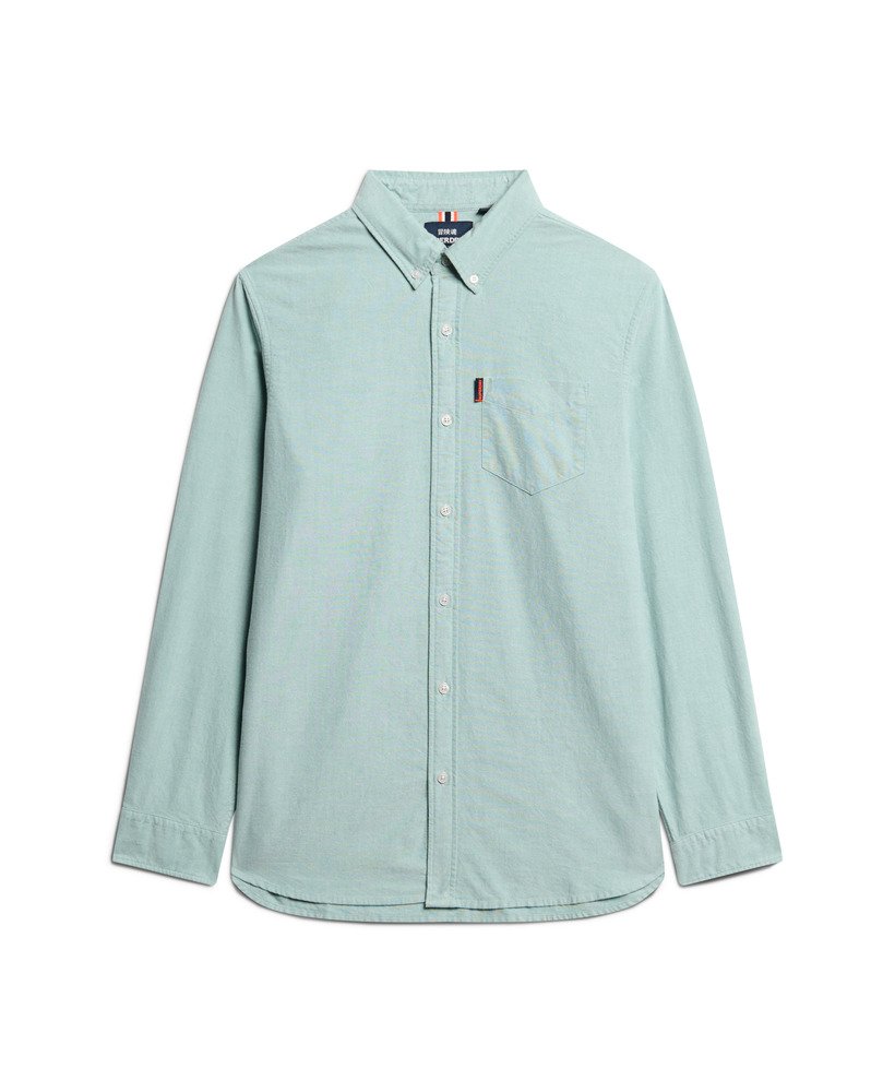 SUPERDRY Cotton Long Sleeve Oxford Sage Green Shirt Sage Green side view