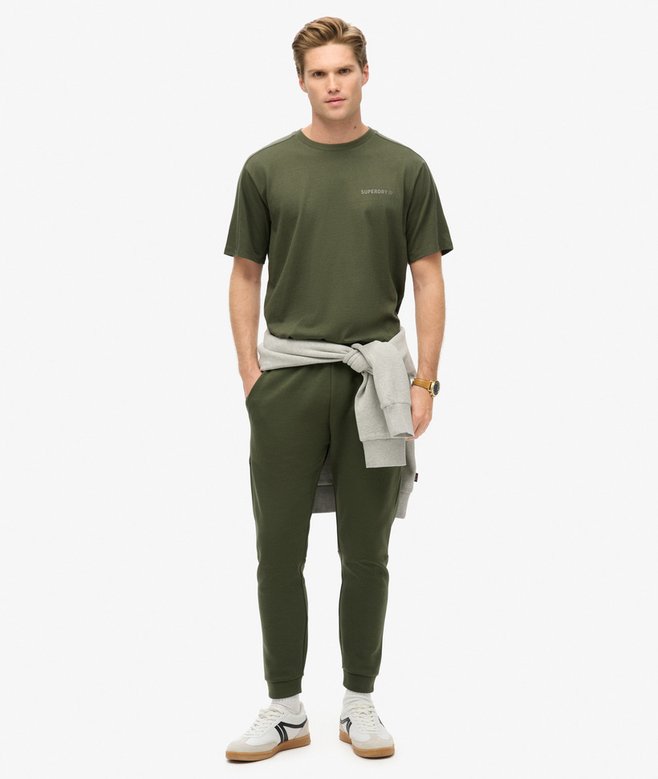 Tech Relaxed Tee-Dark Moss Green-Full model view