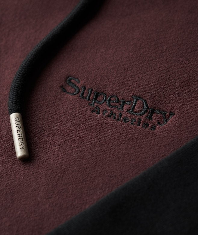 SUPERDRY Essential Baseball Ziphood- Burgundy/Black Rich Deep Burgundy/Black side view