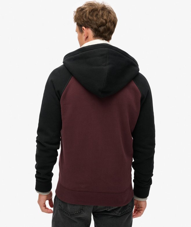 SUPERDRY Essential Baseball Ziphood- Burgundy/Black Rich Deep Burgundy/Black detail view