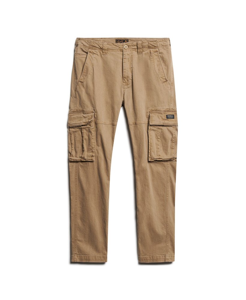 Front detail view of cargo pant in Tan Khaki