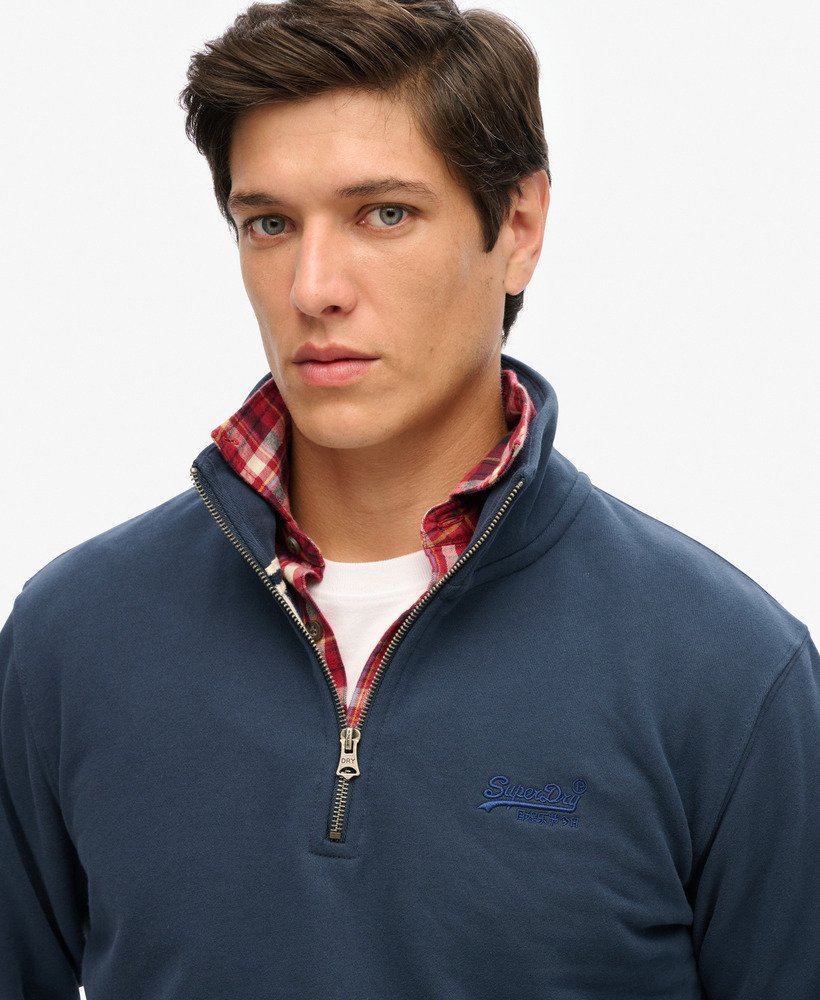 Essential Logo Henley-Navy-Zip view