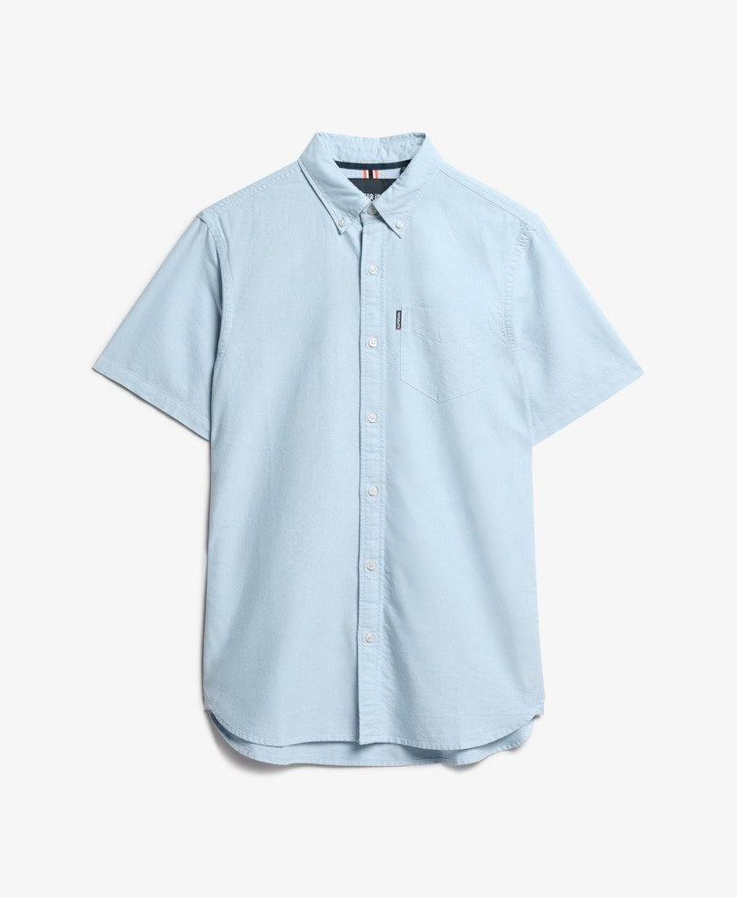 Men's Oxford Short Sleeve Shirt-Classic Blue-Ghost Front View