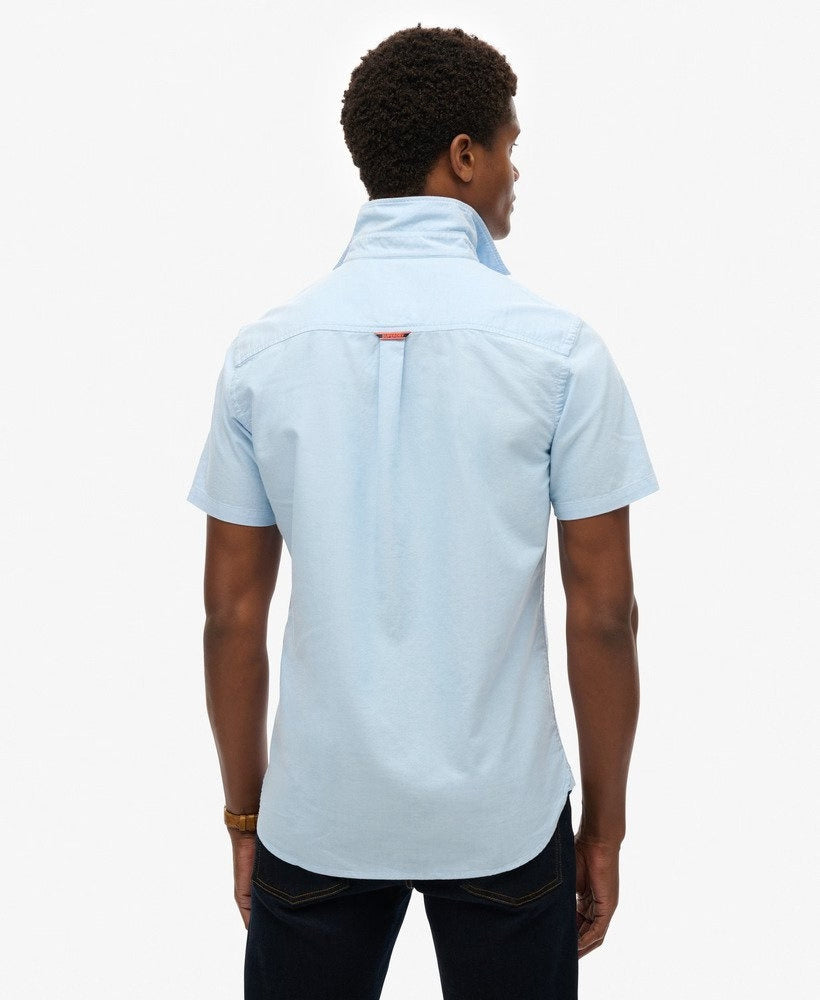 Men's Oxford Short Sleeve Shirt-Classic Blue-Back View