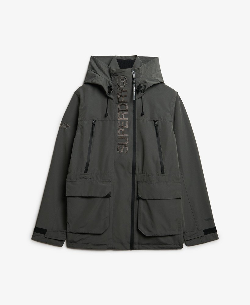 SUPERDRY Hooded Ultimate Embroidered Windbreaker-Dark Dull Charcoal Dark Dull Charcoal front view