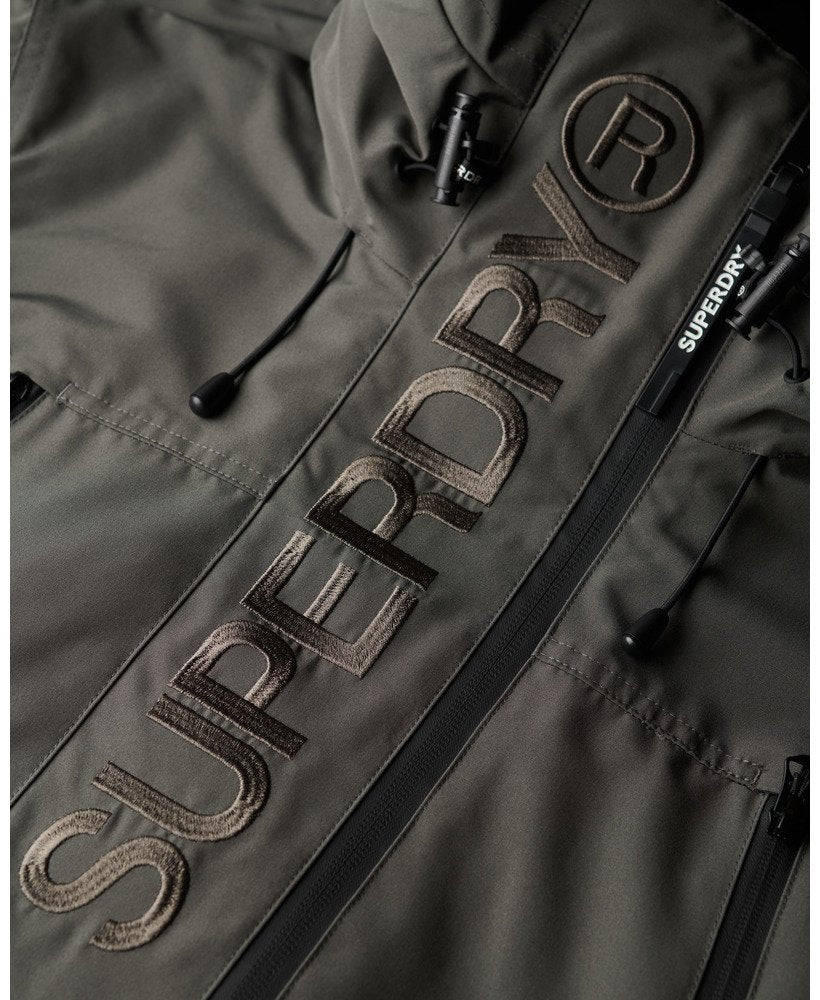 Hooded Ultimate Embroidered Windbreaker-Dark Dull Charcoal-Logo view