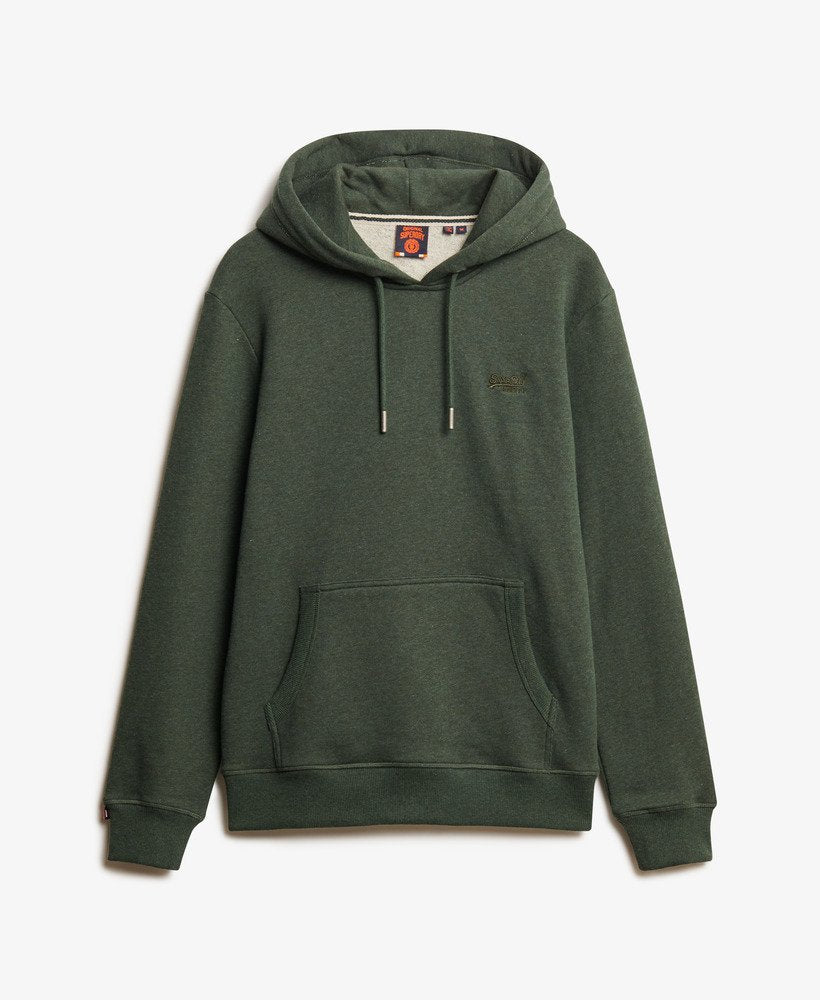 Men's Essential Logo Hoodie-Deep Forest Green Marl New-Front View