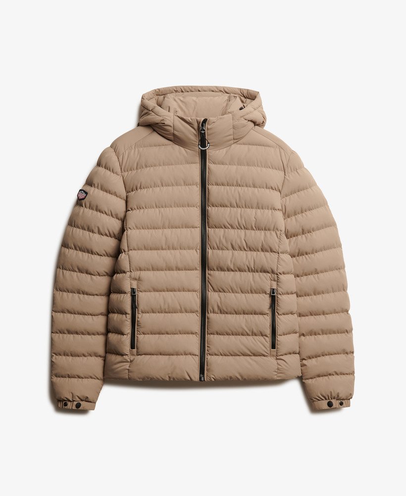 Men's Hooded Fuji Padded Jacket-Winter Twig Beige-Front View