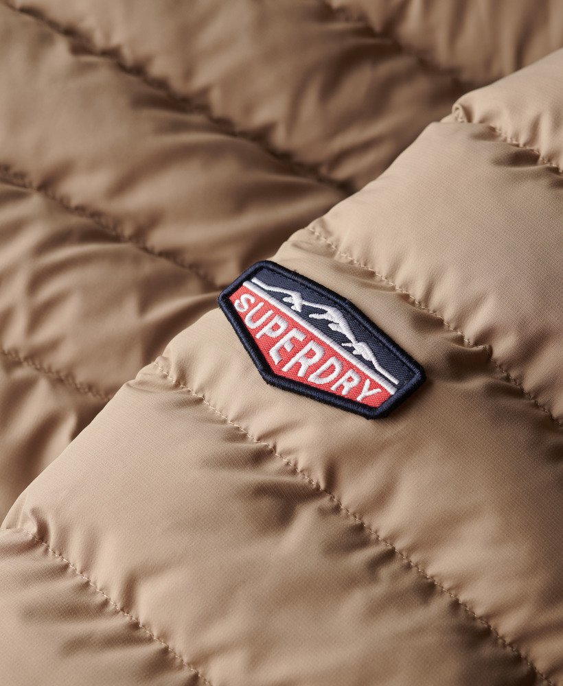 Men's Hooded Fuji Padded Jacket-Winter Twig Beige-Logo View