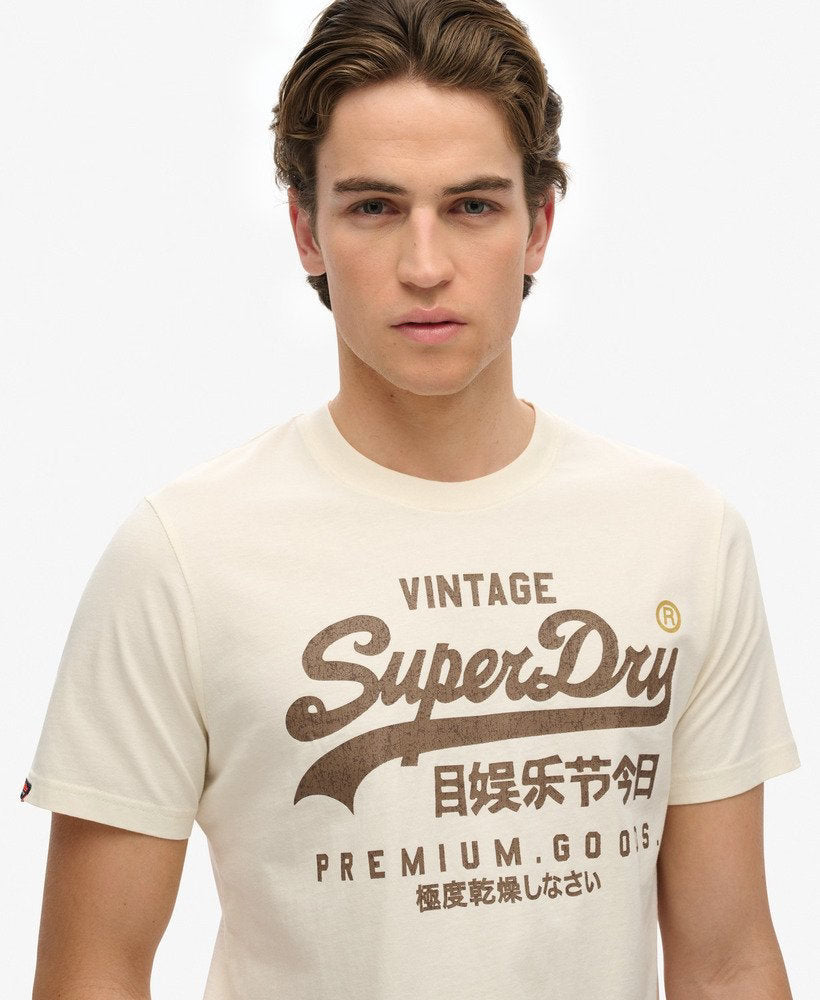 Vintage Logo Workwear Relaxed Tee-Riff White-Chest logo view