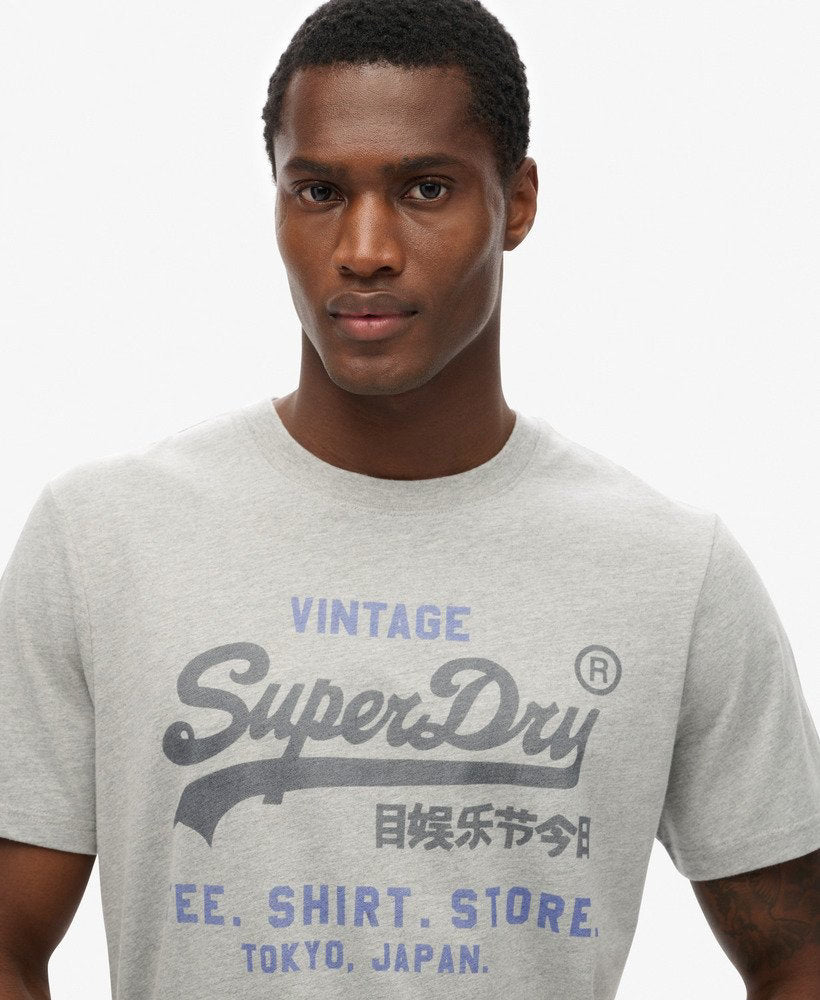 SUPERDRY Vintage Logo Heritage Relaxed Tee-College Grey Marl College Grey Marl back view