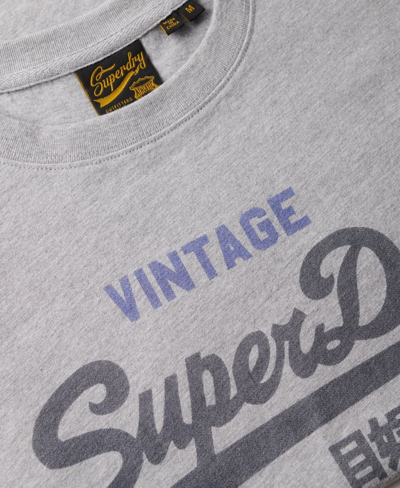 Vintage Logo Heritage Relaxed Tee-College Grey Marl-Chest logo view