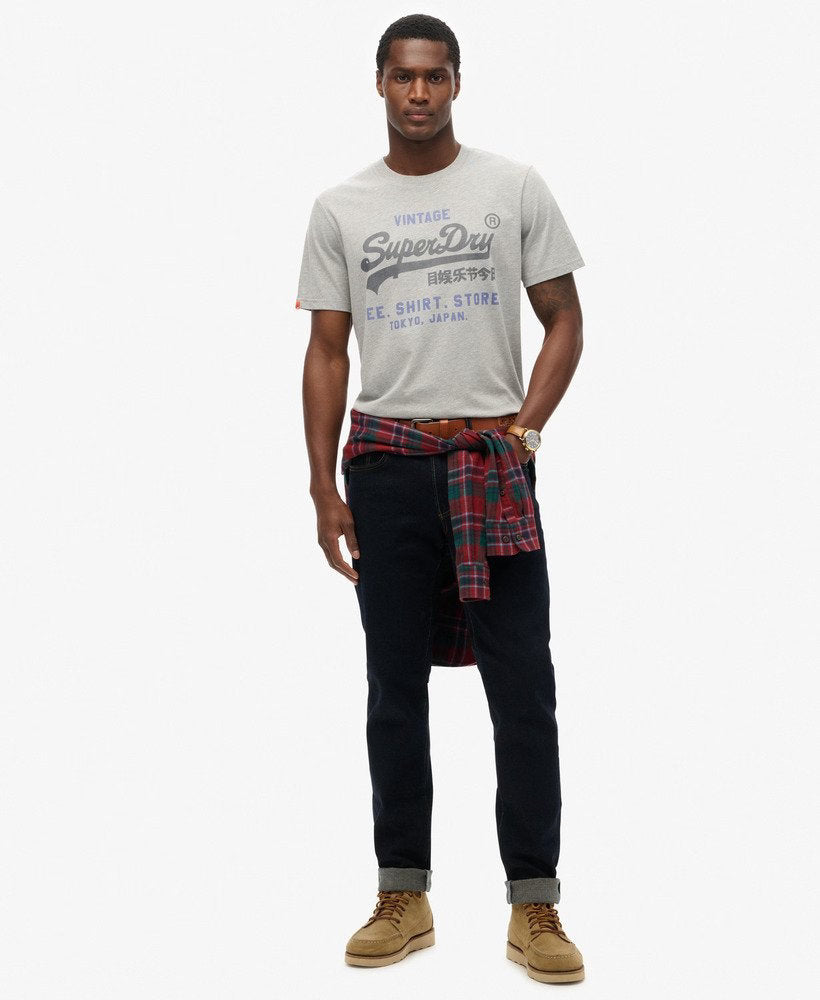 SUPERDRY Vintage Logo Heritage Relaxed Tee-College Grey Marl College Grey Marl model front view