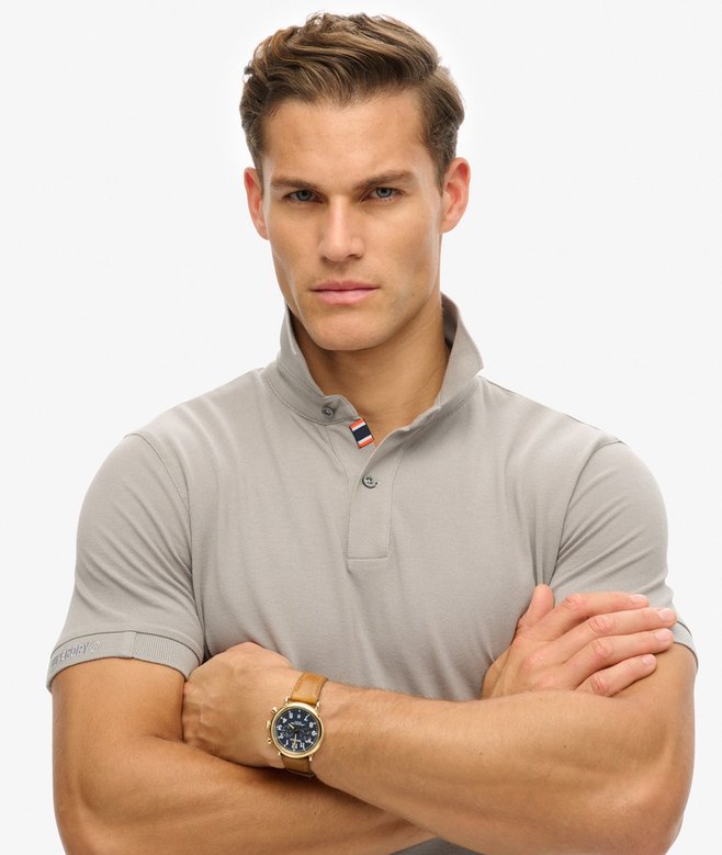 City Pique Polo-Dove Grey-Close up