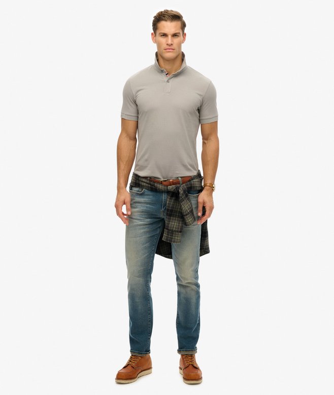 City Pique Polo-Dove Grey-Full model view
