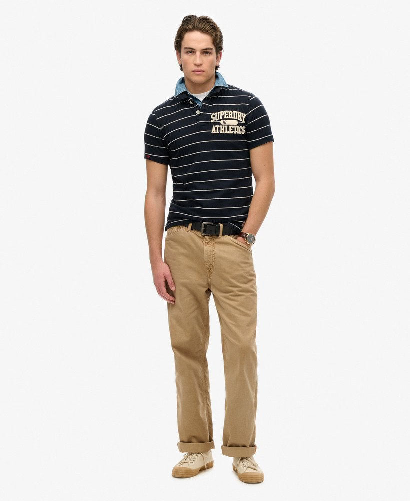 Vintage Athletic Jersey Polo-Eclipse Navy Stripe-Full model view