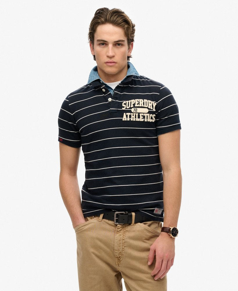 Vintage Athletic Jersey Polo-Eclipse Navy Stripe