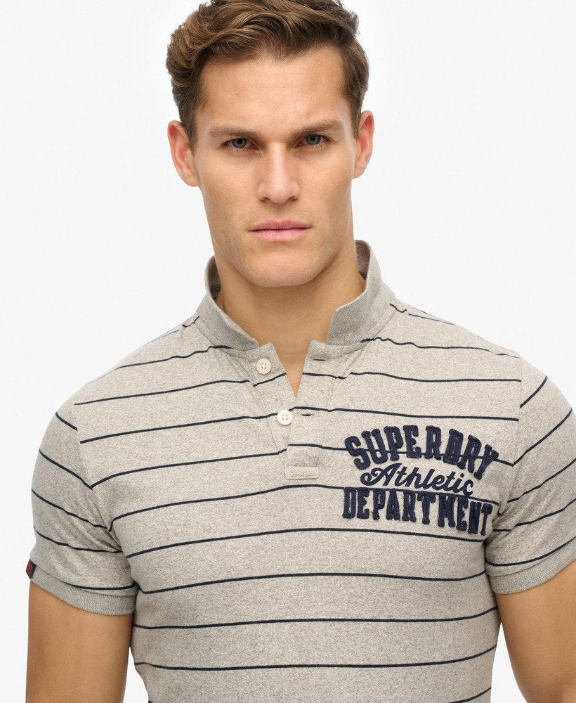SUPERDRY Vintage Athletic Jersey Polo-Grey Stripe Grey Stripe back view