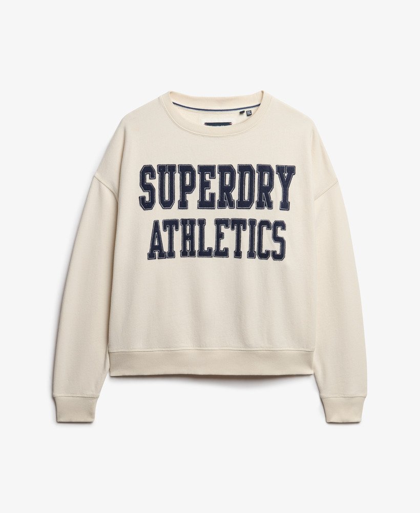 Athletic Essentials Relaxed Applique Off White Sweatshirt-Front view