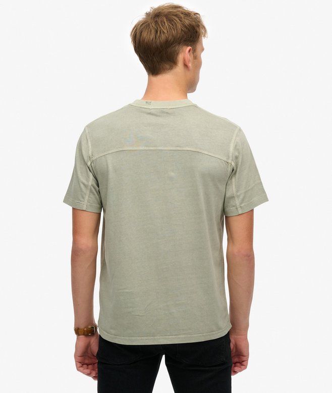 Contrast Stitch Pocket Washed Sage Green T-shirt_Back view