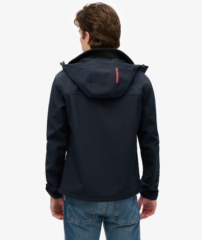 Hooded Soft Shell Navy Trekker Jacket-Back view