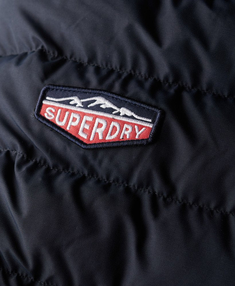 Men'sHooded Fuji Padded Jacket-Eclipse Navy-Logo View