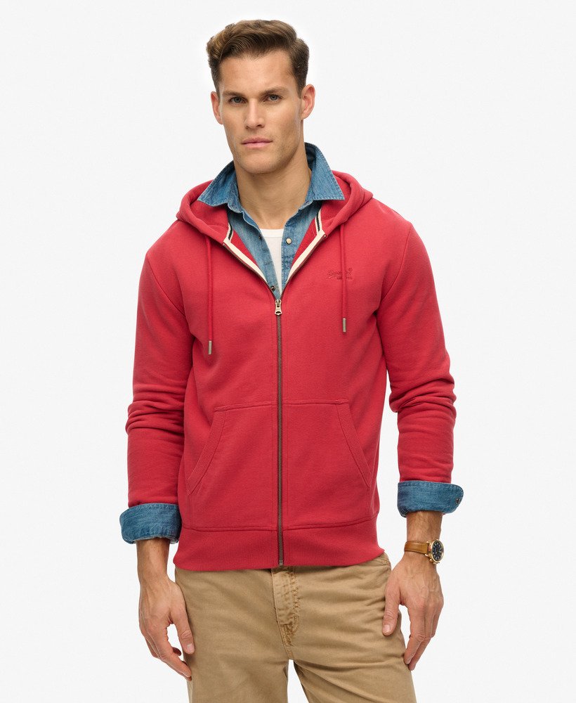 SUPERDRY Essential Logo Zip Hoodie-Prep Red Prep Red back view