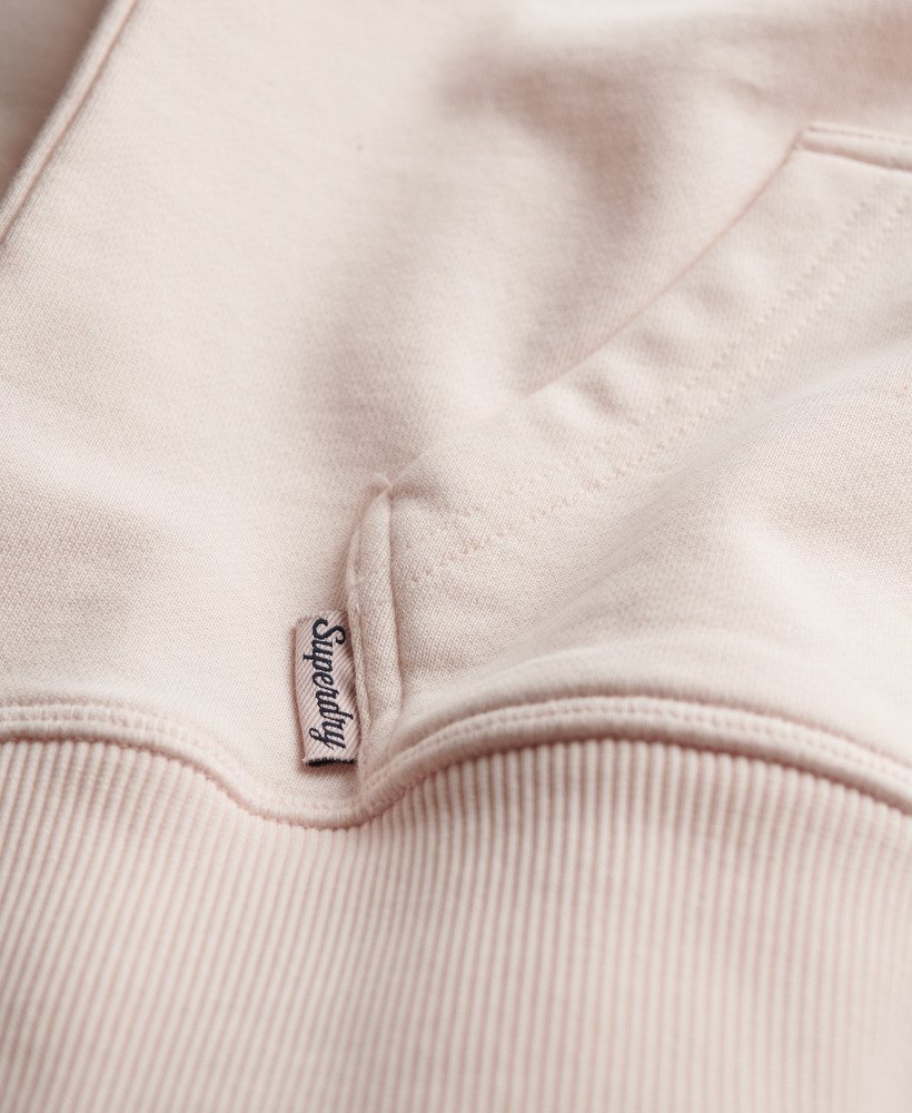 Essential Logo Embroidered Hoodie-Mauve Morn Pink-Front pocket detail
