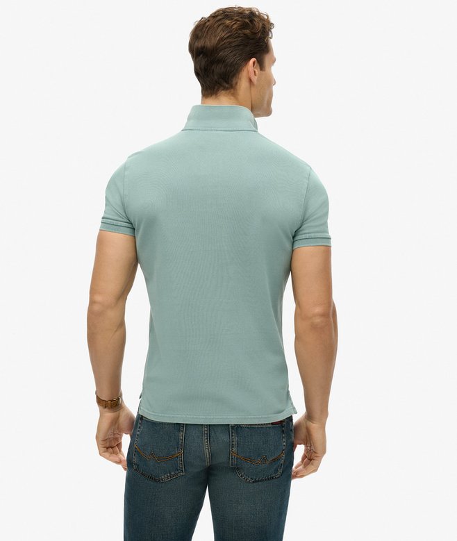 Vintage Destroy Polo-Destroy Tourmaline Blue-Back view