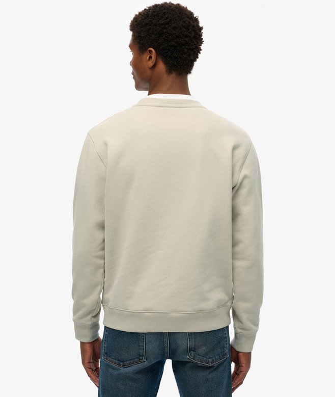 SUPERDRY Essential Logo Crew Sweatshirt-Light Stone Beige Light Stone Beige back view